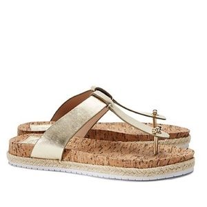 Tory Burch Gold Cork & Espadrille Thong Sandal